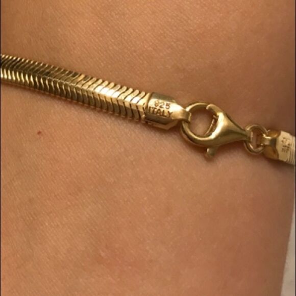 Gold over Sterling Herringbone chain Bracelet - Picture 2 of 10